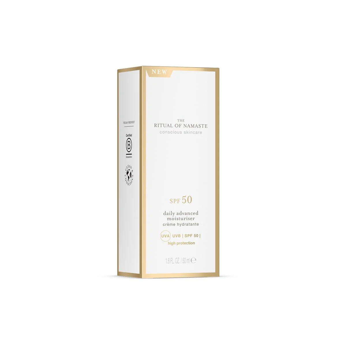Cremă hidratantă zilnică avansată The Ritual of Namaste SPF 50 - Cremă hidratantă de zi pentru față, Cremă de protecție solară pentru față cu protecție ridicată.