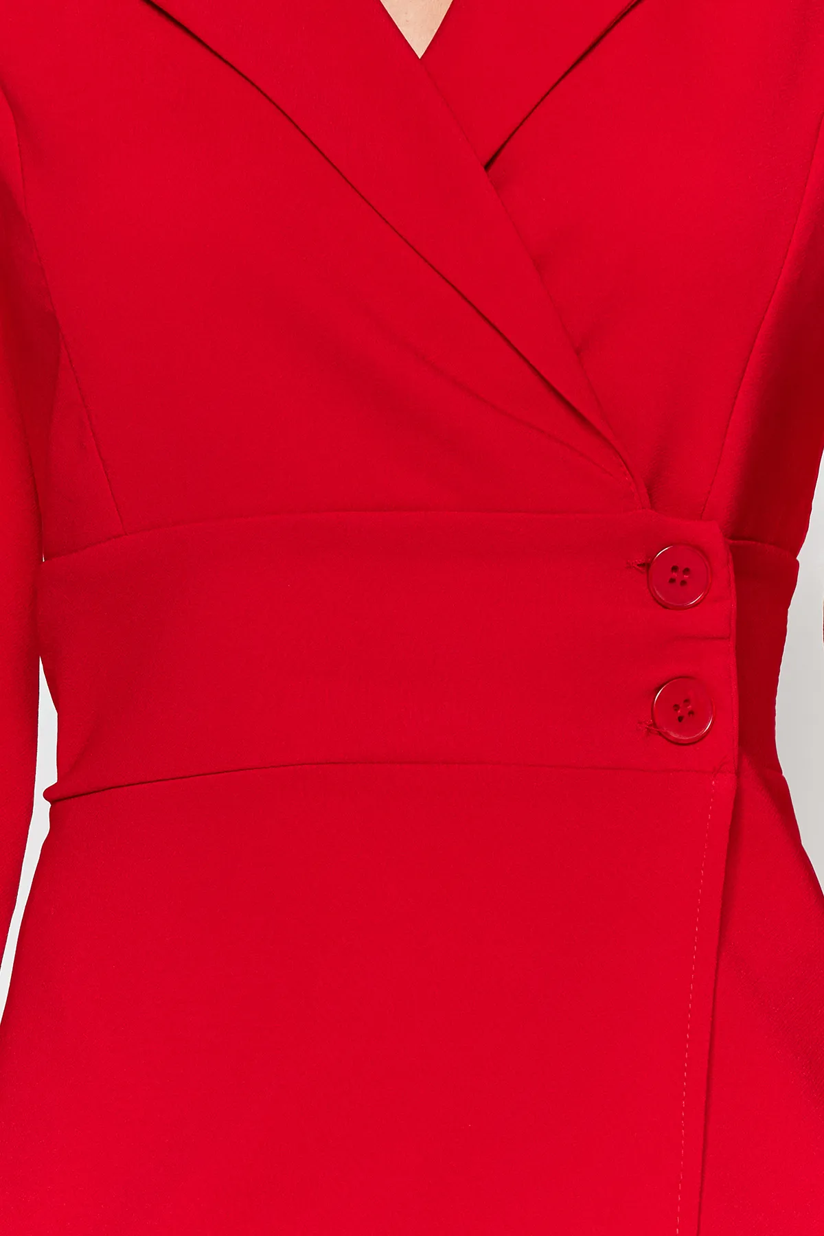 Trendyol Collection  Rotes, gewebtes Mini-Jackenkleid mit Knöpfen und Details TWOAW24EL00462