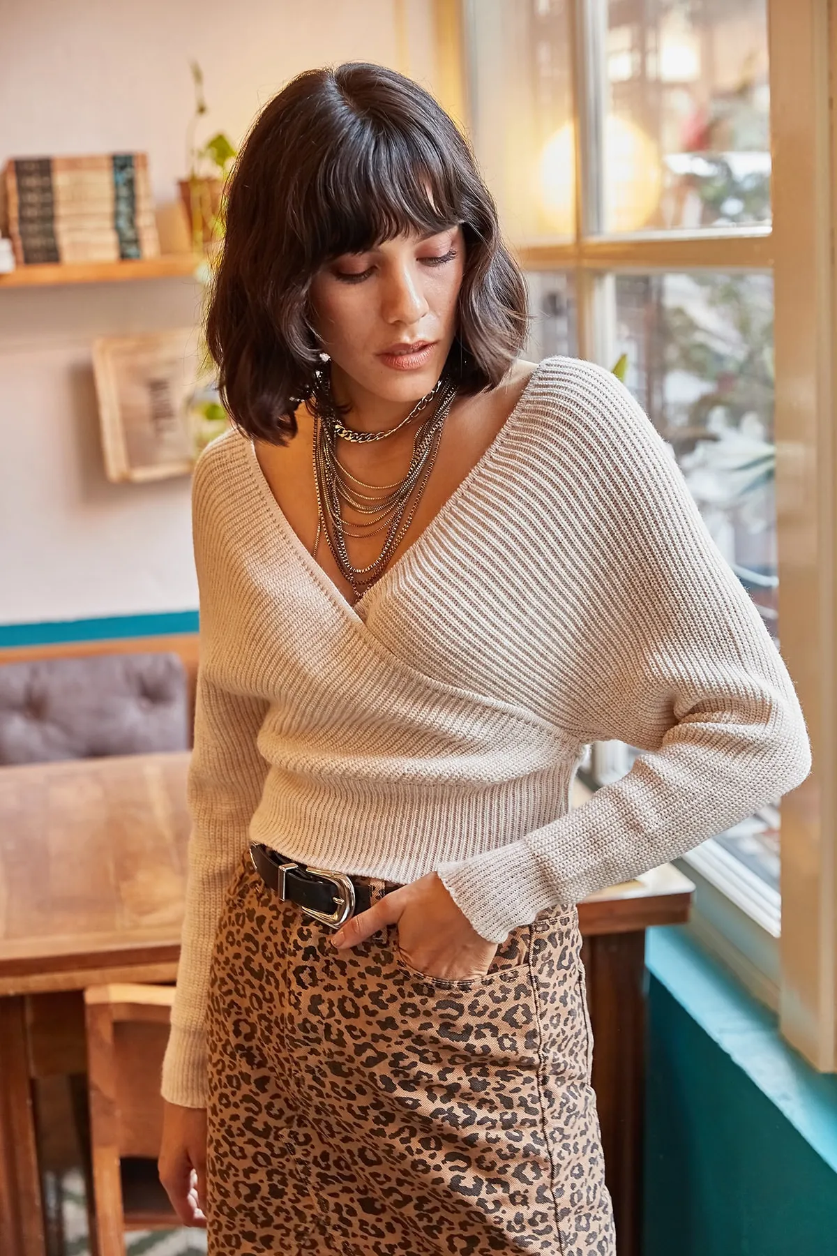 Olalook  Pullover - Beige - Regular Fit