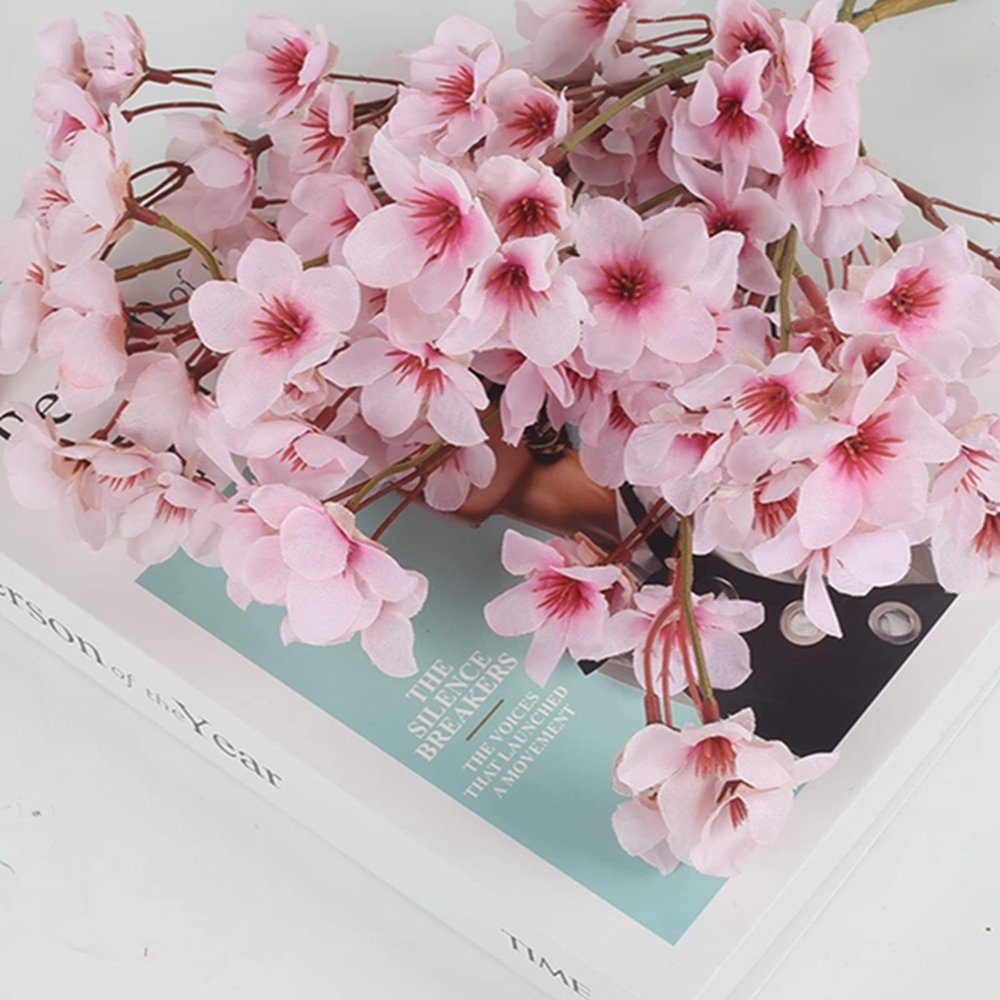 Kunstblumenstrauß 4 STÜCK Künstliche Kirschblüten Deko Sakura Blumen Blumenarrangement, Ronner UG