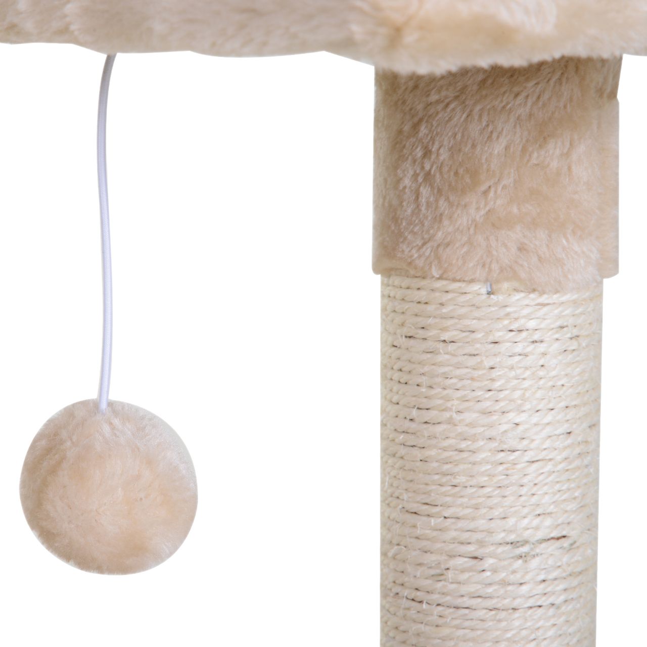 PawHut Kletterbaum Katzenbaum Kratzbaum mit Sisalsäule Plüsch-Hängematte Spanplatte Beige 50 x 36 x 70 cm