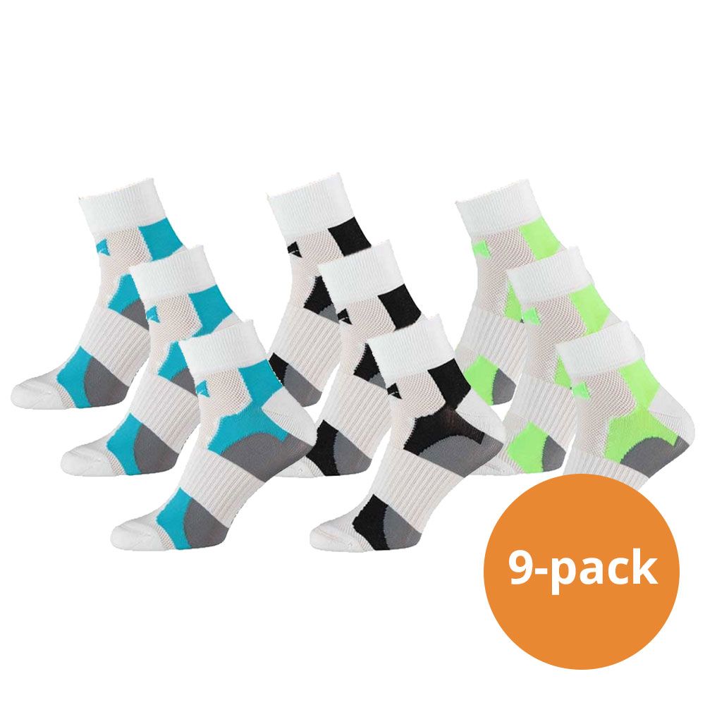 Xtreme 9 Paar Multi White Quarter Radsocken