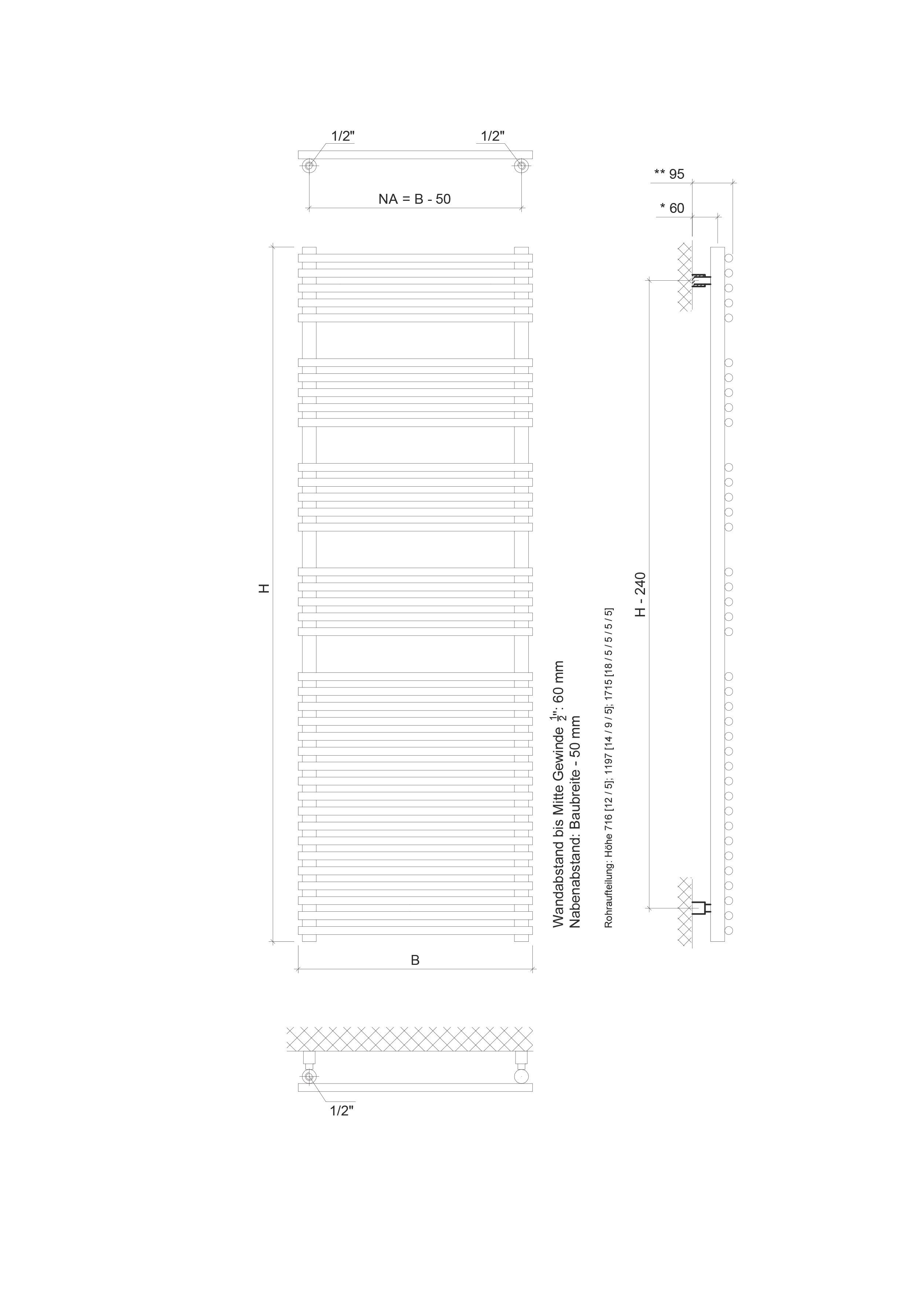 Ximax Badheizkörper Tec Edelstahl 1197 mm x 600 mm, 515 Watt