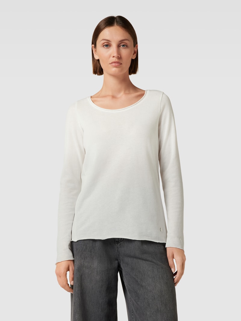 Longsleeve mit Label-Applikation in offwhite