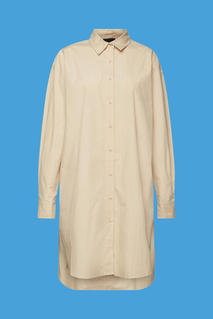 Hemdblusenkleid mit Nadelstreifen, 100 % Baumwolle