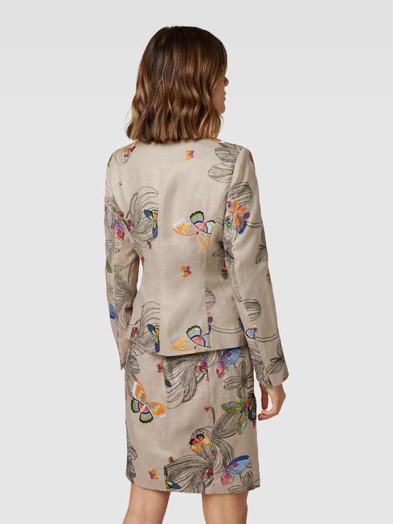 Blazer aus reinem Leinen mit Maokragen in sand