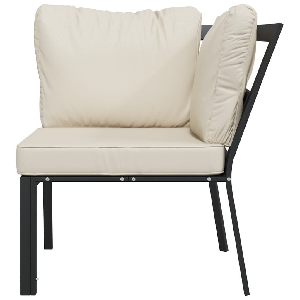 vidaXL Loungesofa Gartenstuhl mit Sandfarbigen Kissen 76x76x79 cm Stahl, 2 Teile