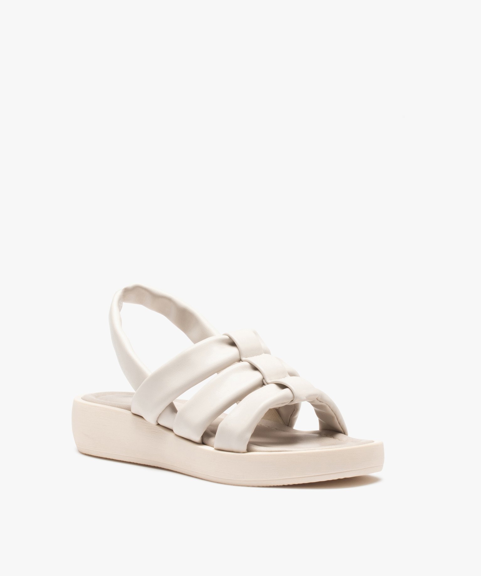 Sandales femme à semelle épaisse et brides matelassées blanc | GEMO