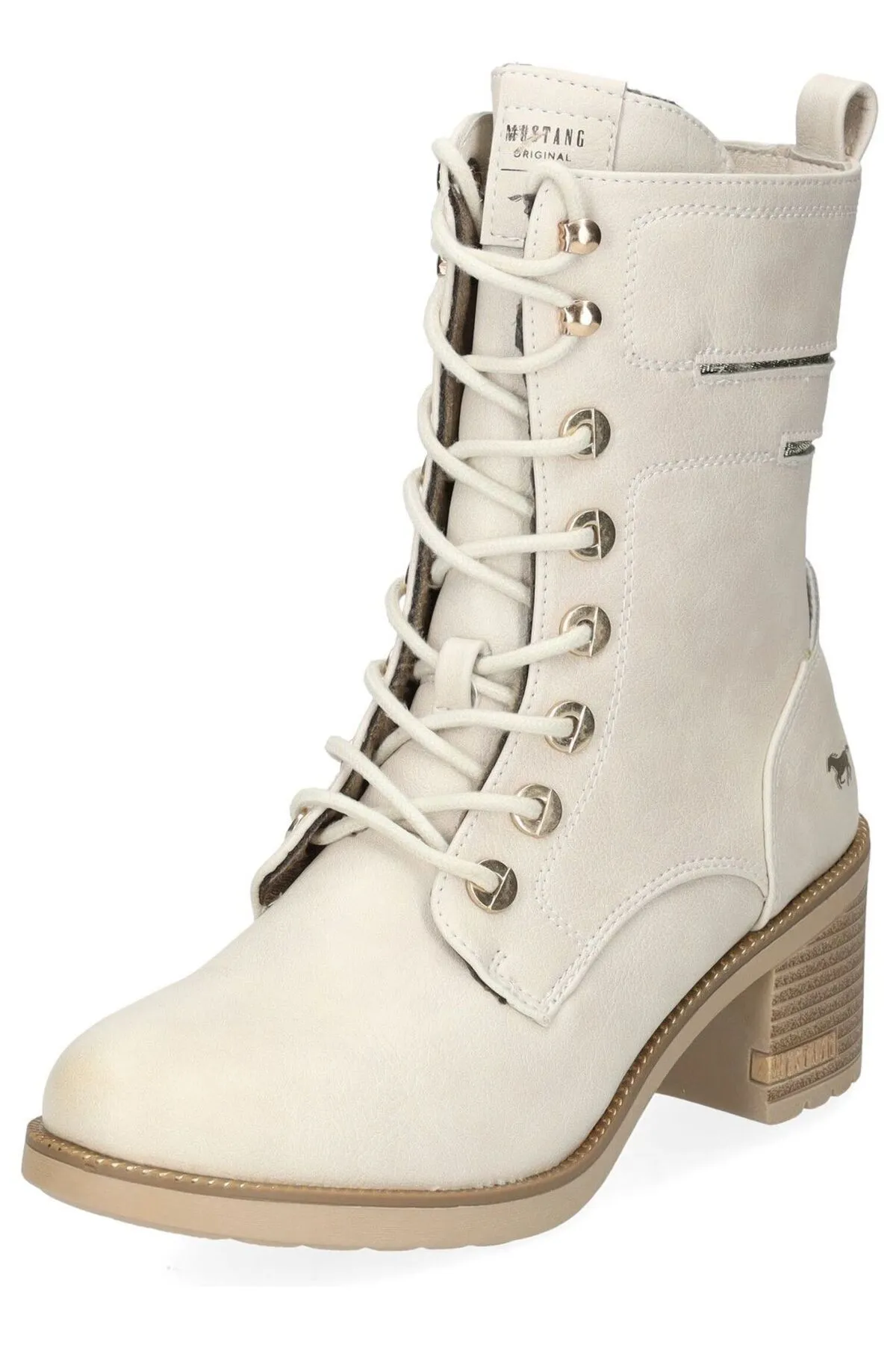 Mustang  Stiefelette - Beige - Blockabsatz
