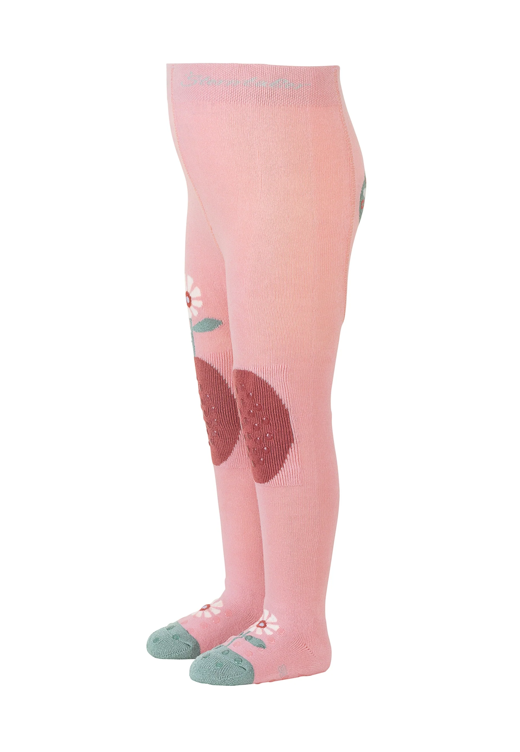 Krabbelstrumpfhose Blumen in zartrosa mit Po-Motiv