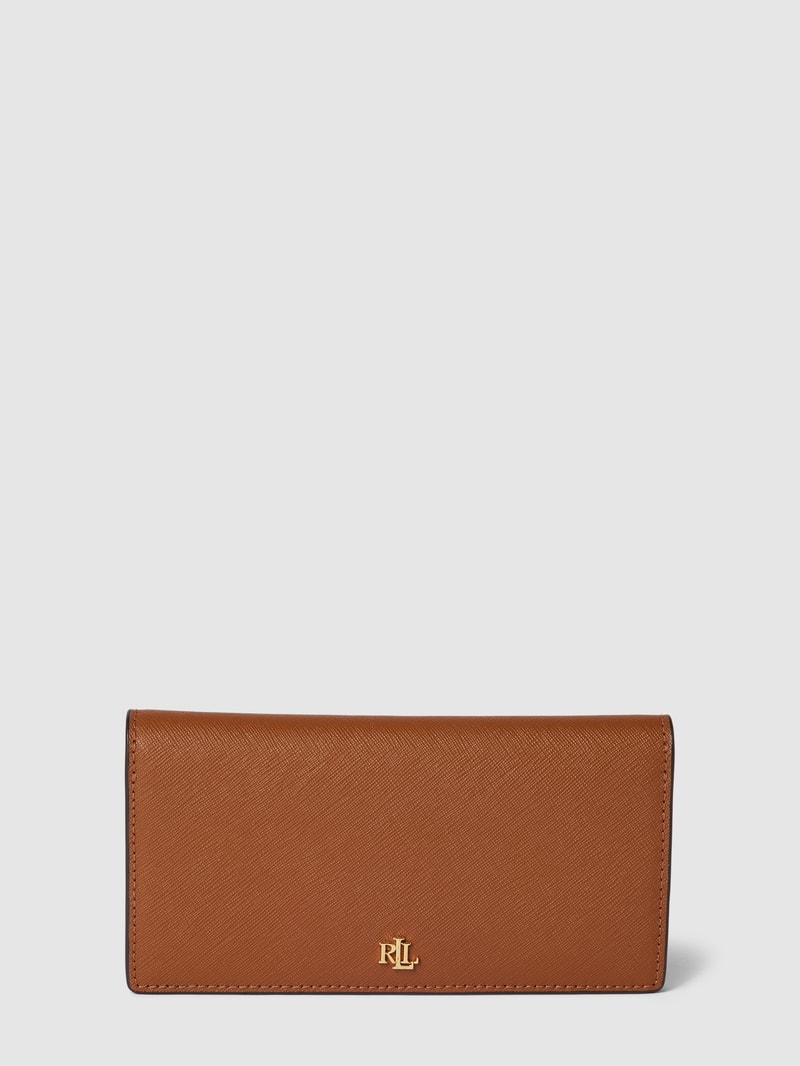 Portemonnaie mit Label-Applikation Modell 'SLIM' in cognac