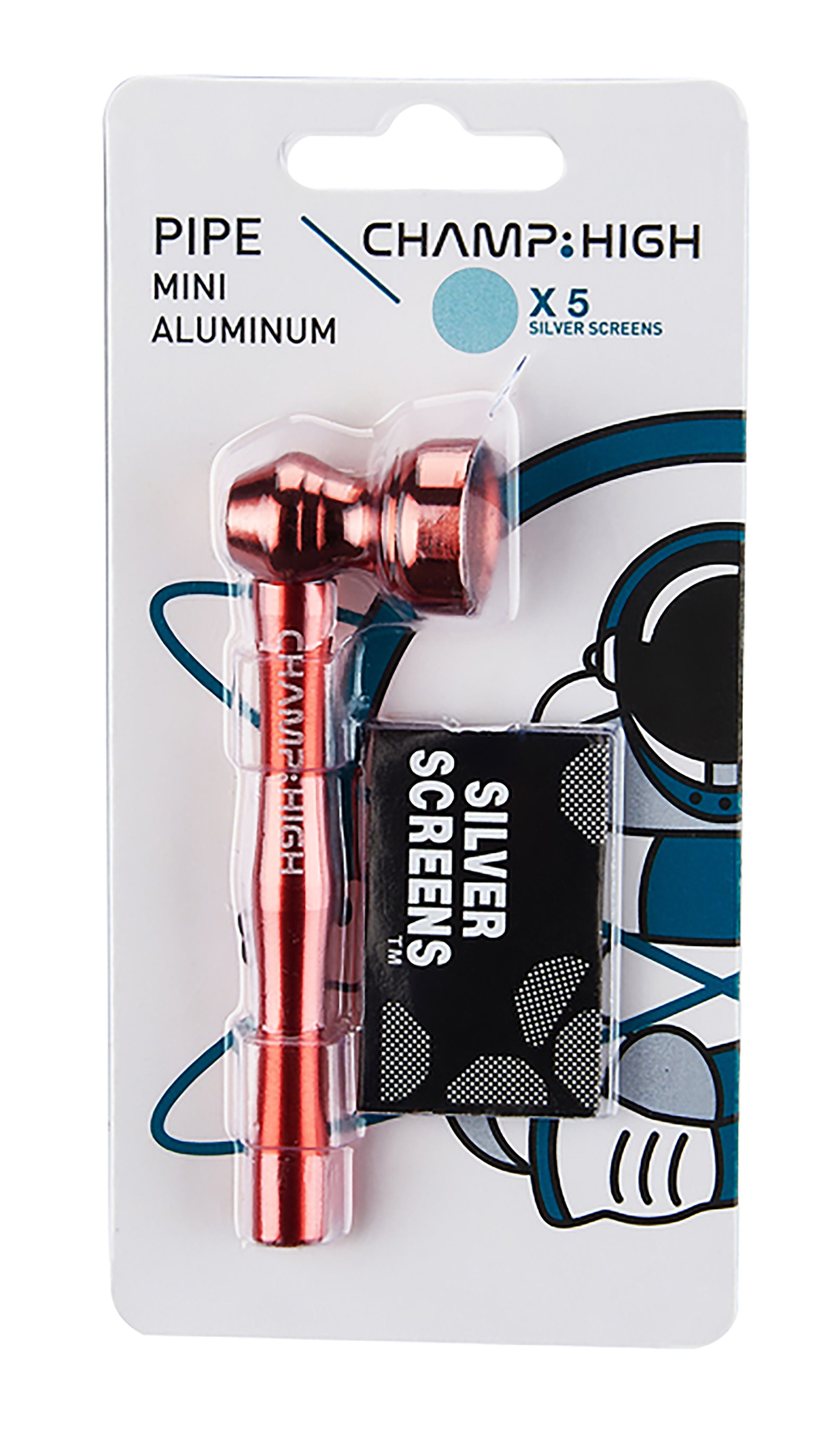 CHAMP HIGH Handpfeife MINI PFEIFE ALU 8,5cm lang + 5 Sieben CHAMP HIGH Tabakpfeife Tabak Pipe 83 (Kupfer)