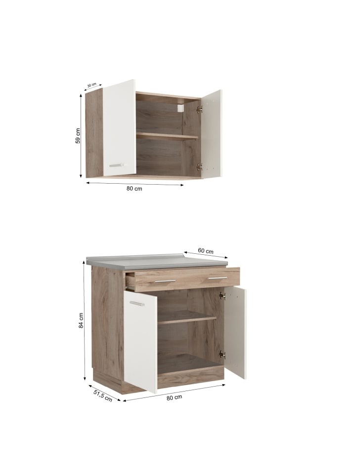 Homestyle4u Küchenzeile 80x207x60 in Weiß günstig kaufen onesize