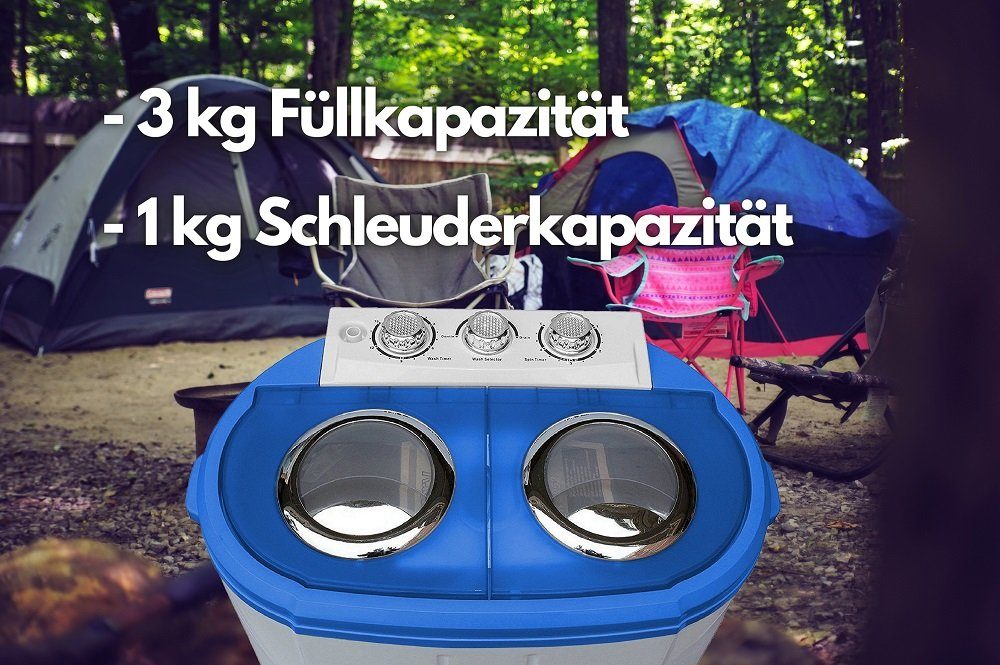 STEINBORG Wäscheschleuder SB-4002, 3 kg, Mini Waschmaschine, Camping, Toploader, 3 KG Kapazität, mit Schleuderfunktion, 2 Kammern, 230 Watt
