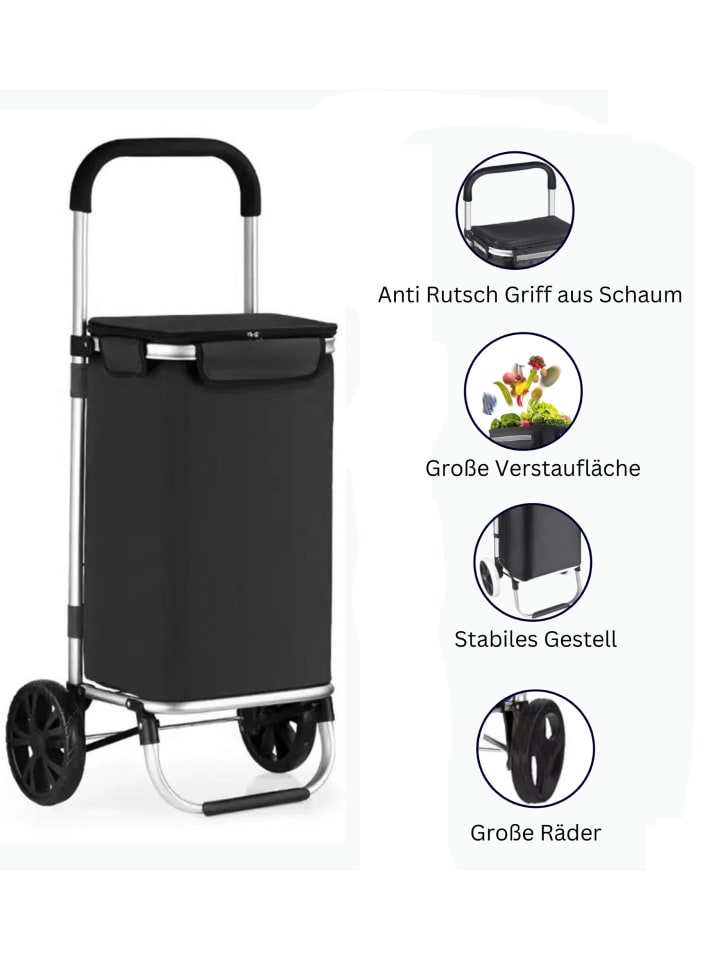 Cheffinger 40L Einkaufswagen Trolley in Schwarz günstig kaufen 40