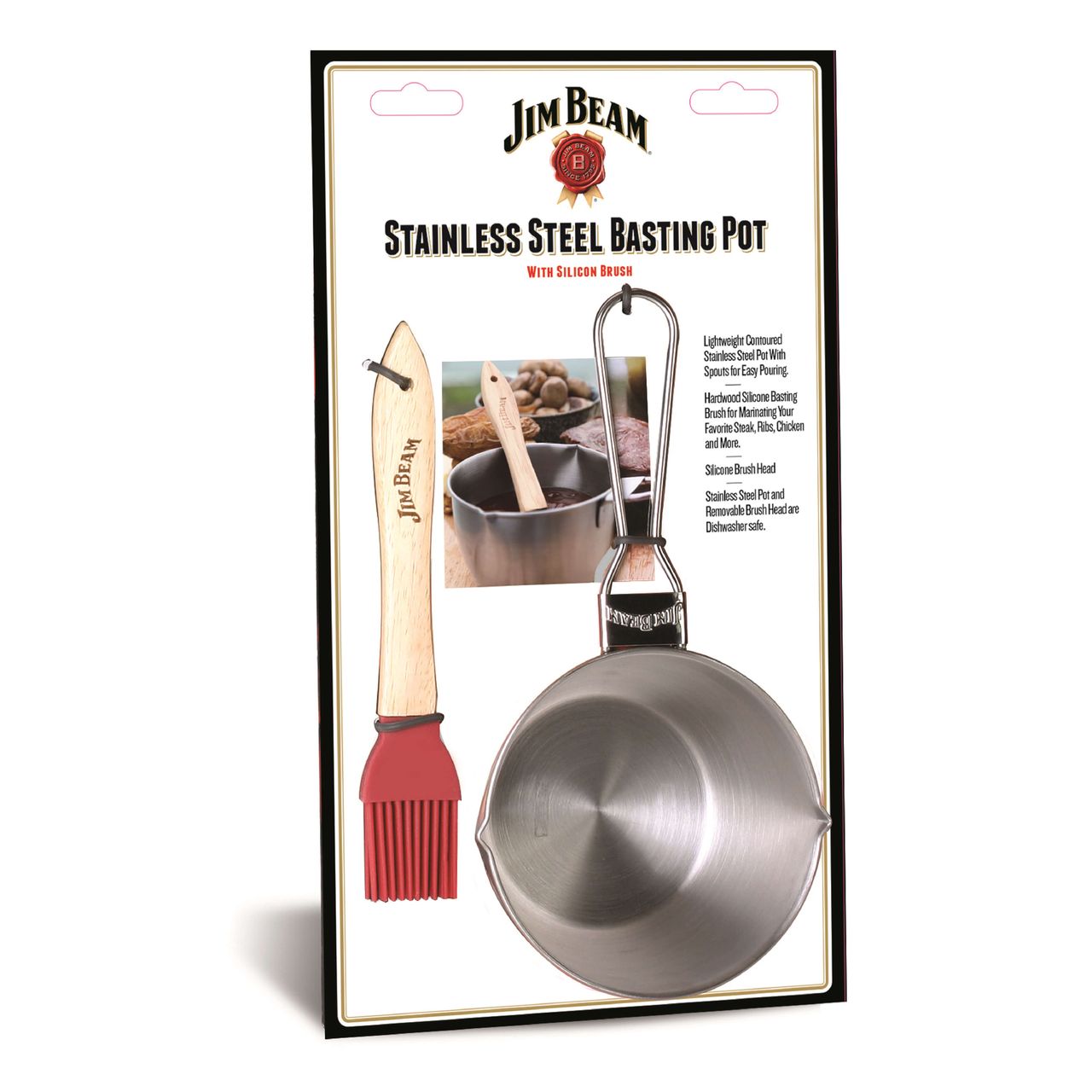 Jim Beam Edelstahl Topf mit Ausgießer und Pinsel