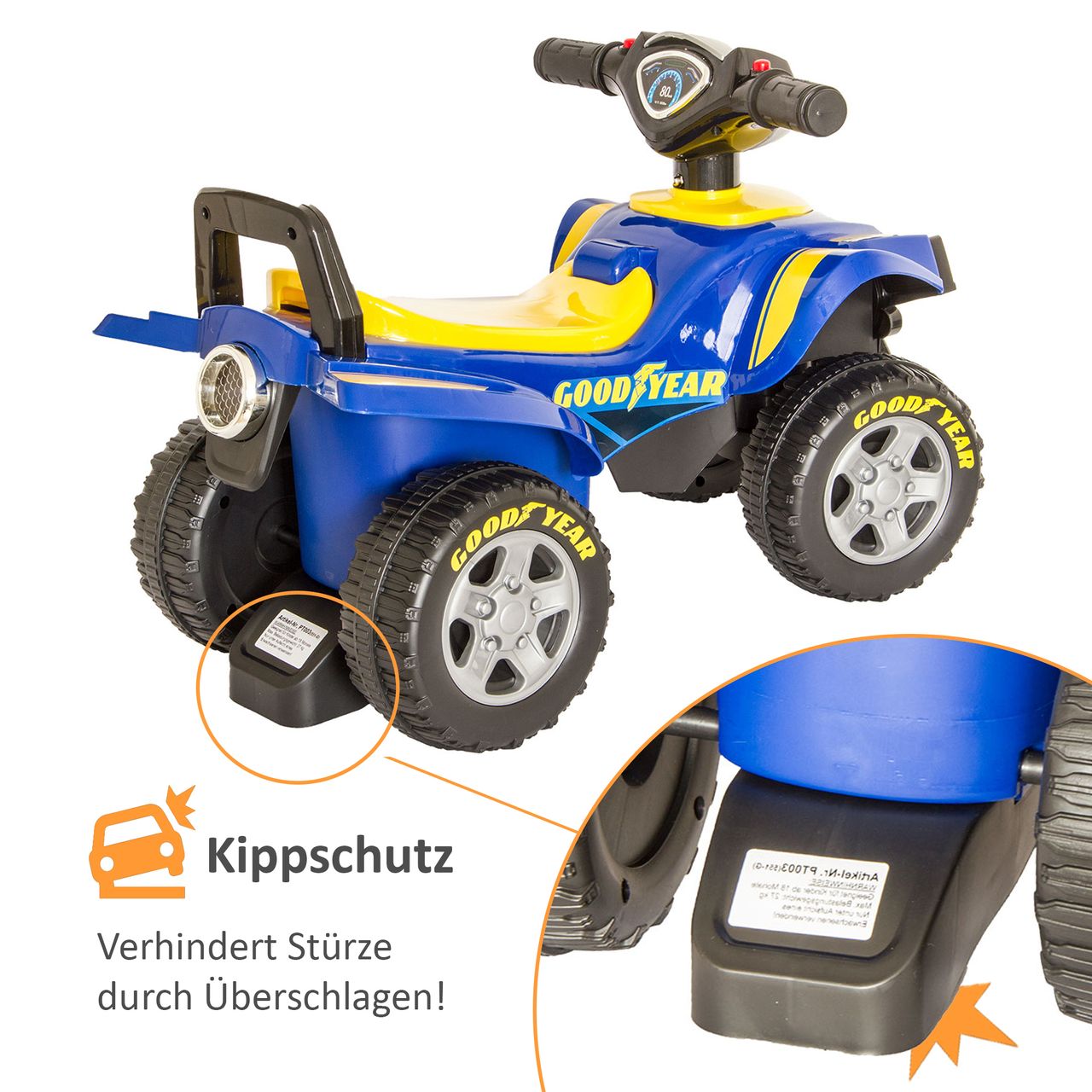 Lemodo GOOD YEAR Rutscherauto, Kinder-Quad, Rutschauto in blau