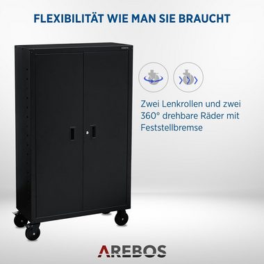 Arebos Aktenschrank Büroschrank Materialschrank Stahlschrank (Stück, schwarz)