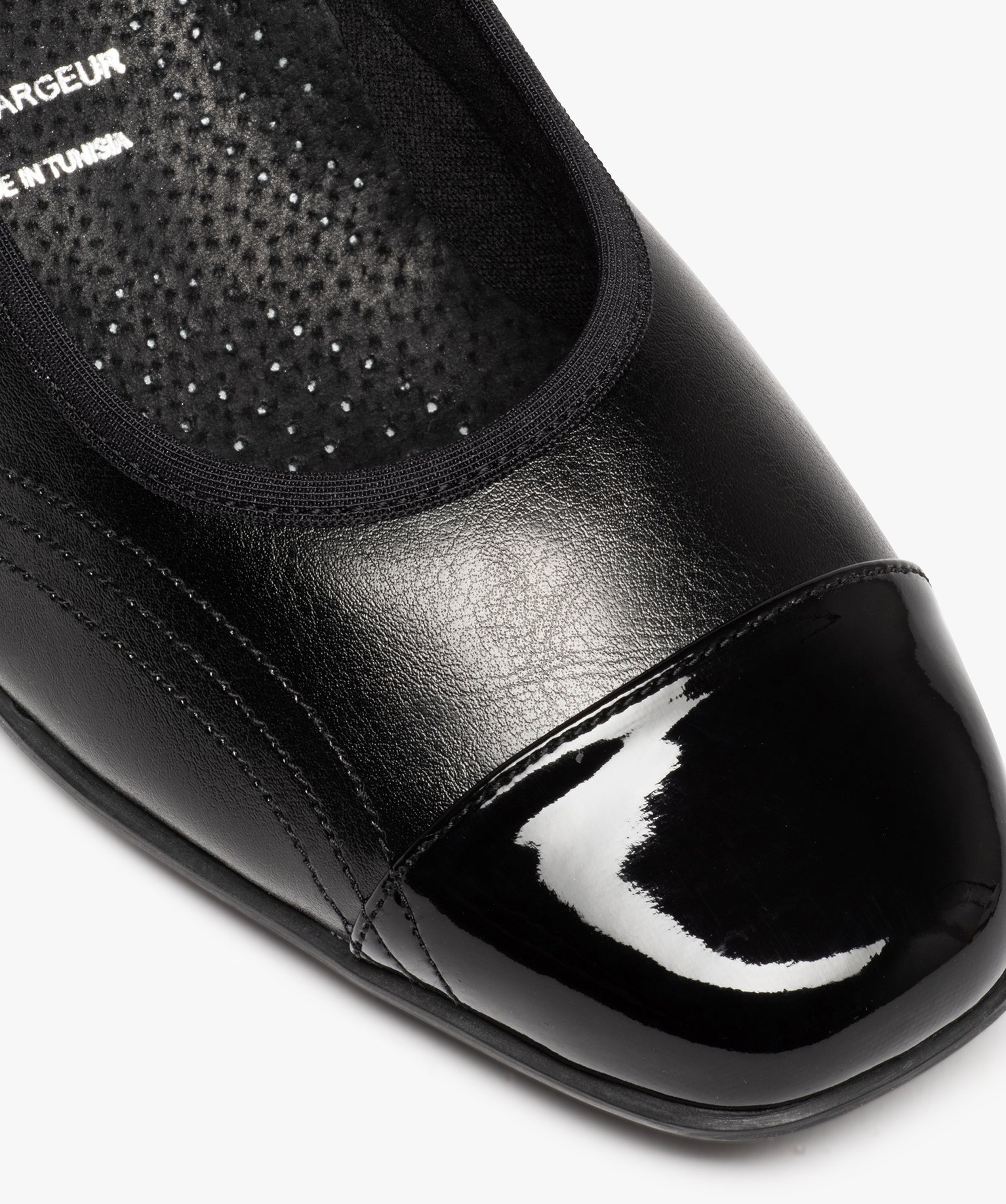 Escarpins femme confort unis à bout verni noir | GEMO