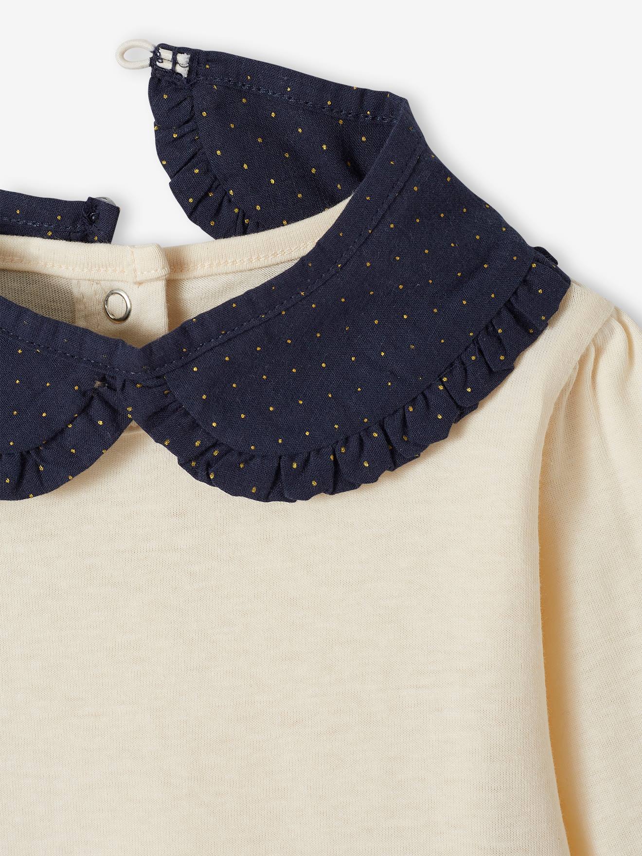 Vertbaudet Baby Shirt mit Kragen zum Wechseln - wollweiß