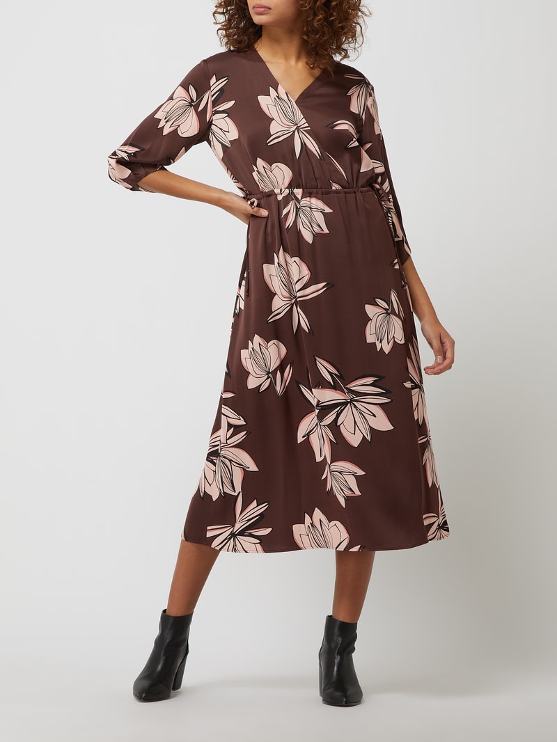Midikleid in Wickel-Optik in haselnuss braun