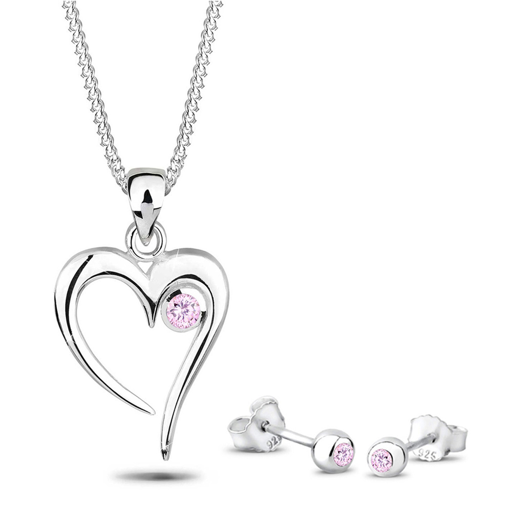 Elli Elli Ensemble de Bijoux Herz Liebe Zirkonia 925 Sterling Silber Bijoux
