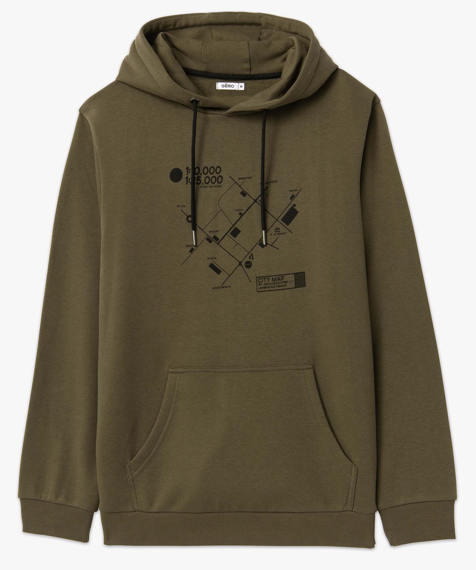 Sweat homme à capuche doux et chaud kaki | GEMO