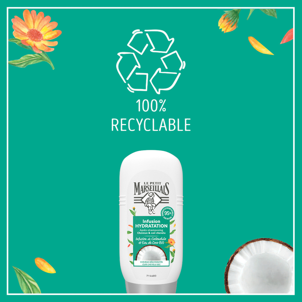 le petit marseillais Après-Shampooing Hydratation Infusion Calendula/Eau de Coco Après-Shampooing