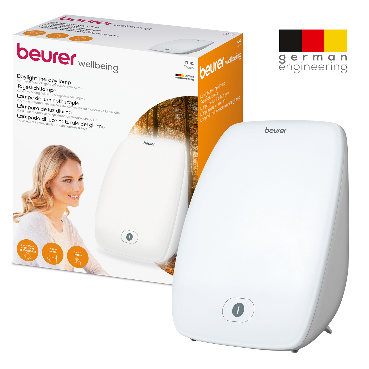 Beurer TL 41 Touch Tageslichtlampe-Tageslichtlampe für Wohlbefinden in sonnenarmen Monaten mit Touchbedienung