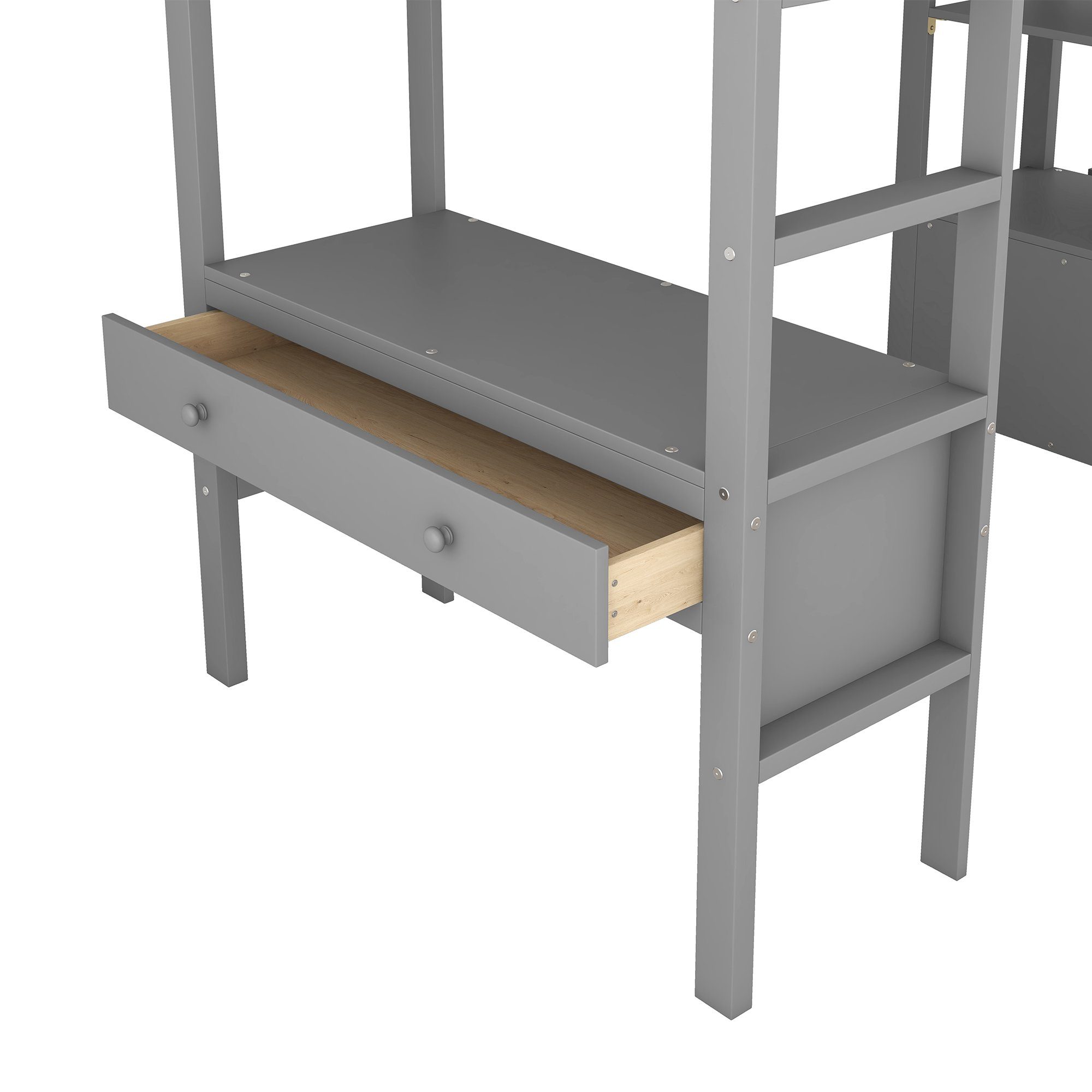 HAUSS SPLOE Etagenbett Kinderbett Hochbett Bettgestell mit Schreibtisch und Schubladen (mit Stauraumschubladen, mit Unterbettschreibtisch), 90 x200cm