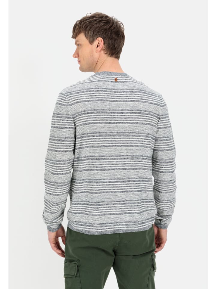 Camel Active Strickpullover im Streifenmuster in Blau-Grau günstig kaufen