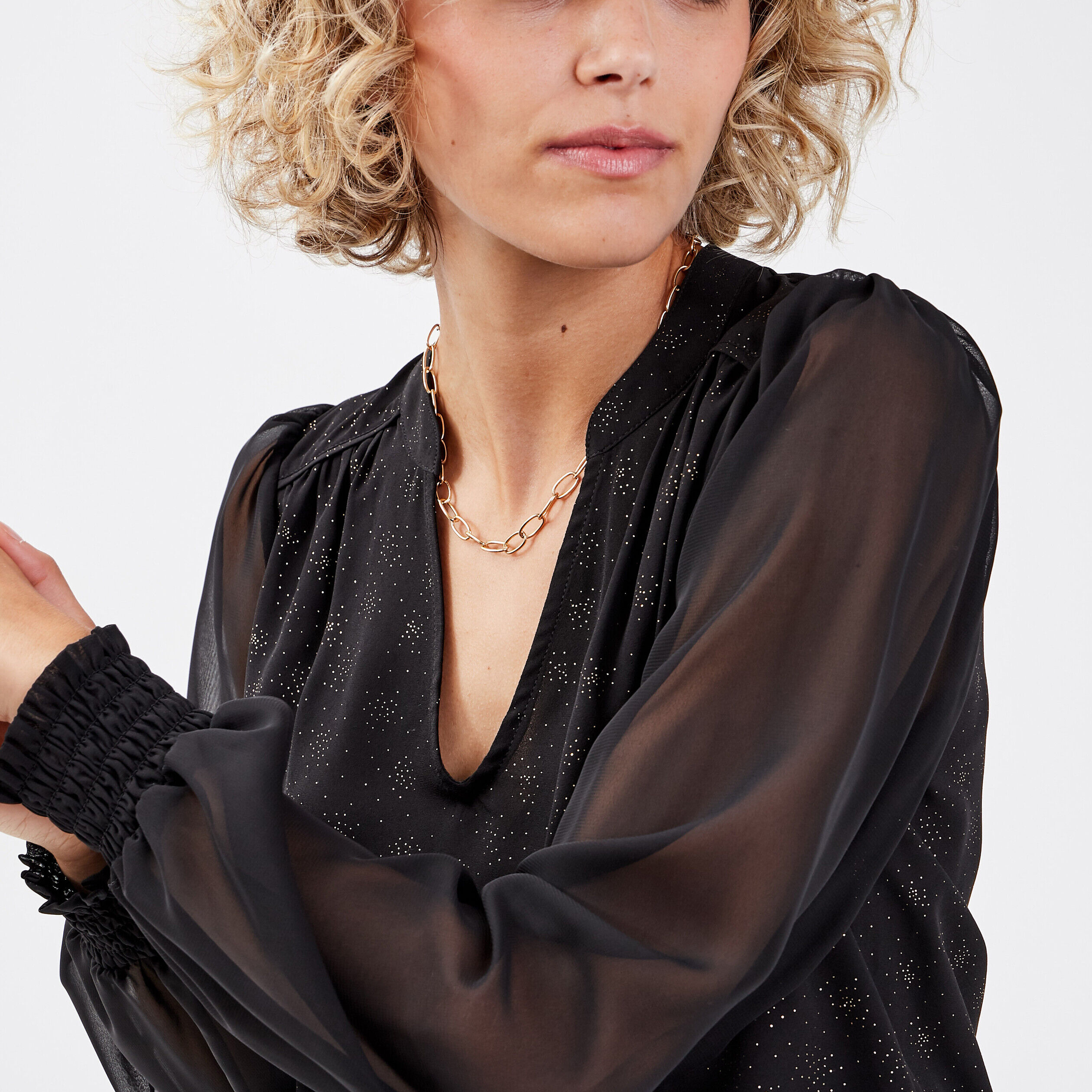 Blouse manches longues noir femme | Cache Cache
