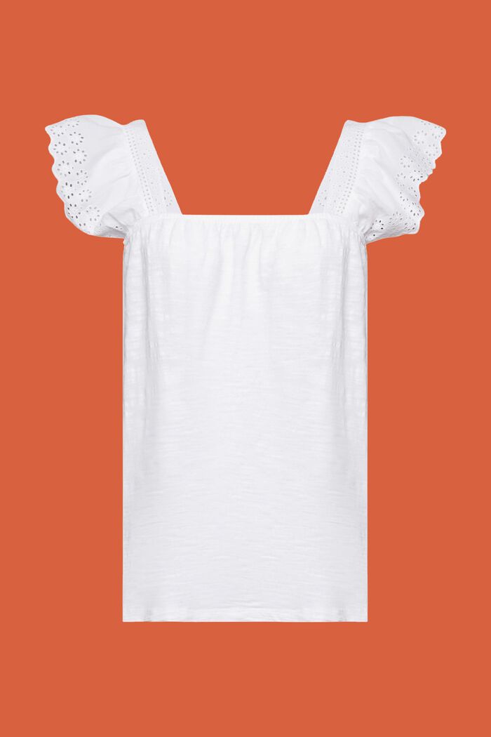 Jersey-T-Shirt mit bestickten Ärmeln