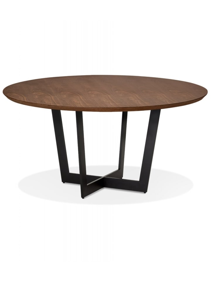 KADIMA DESIGN Runder Esstisch aus Massivholz mit Walnuss Finish | Eleganter Stil in Braun günstig kaufen 120 x 120 x 75 cm