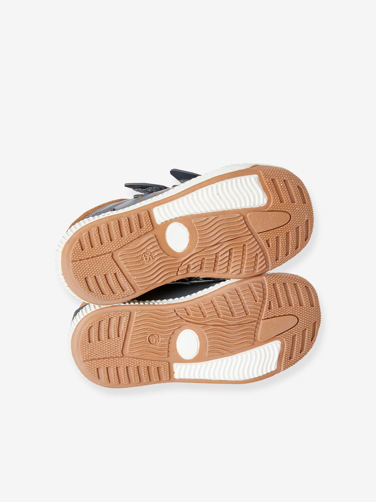 Baskets cuir garçon collection maternelle gris foncé