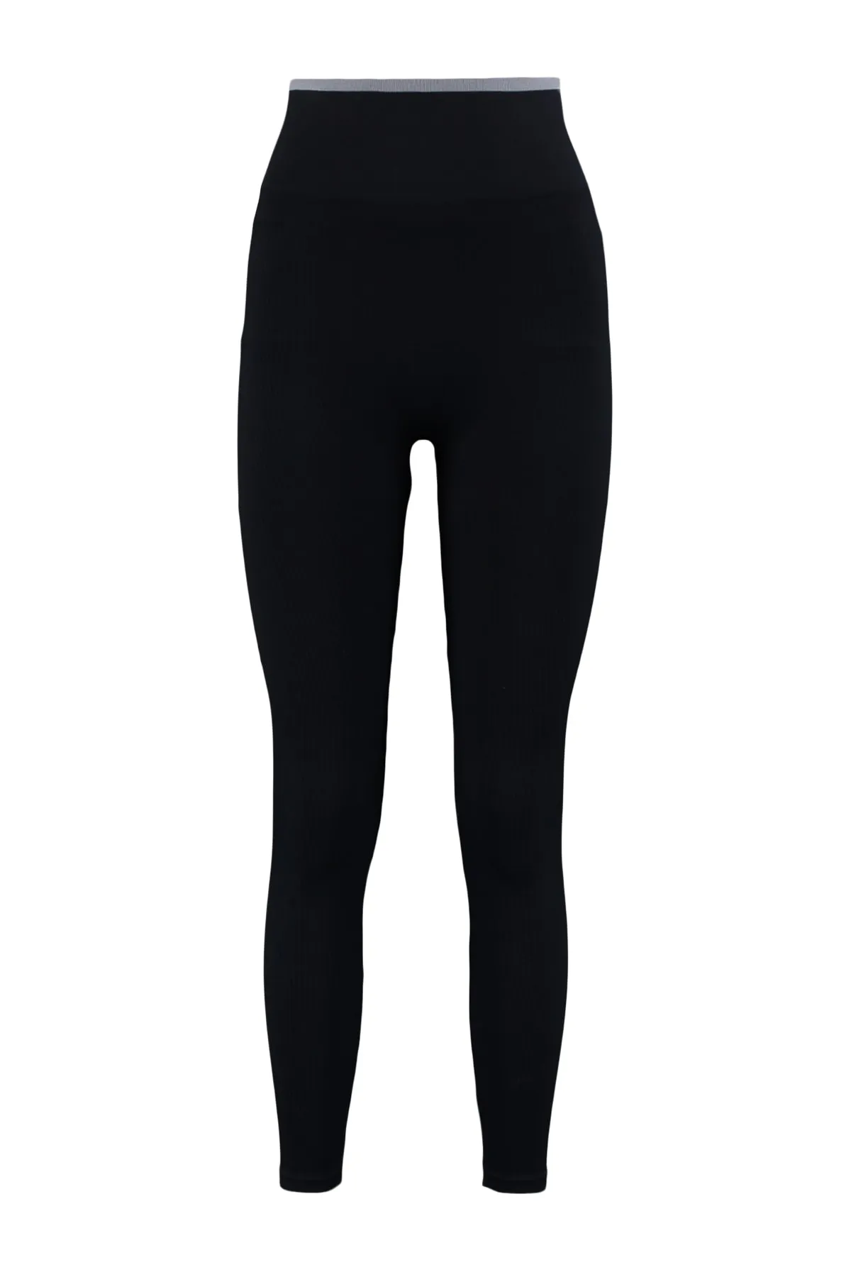 Trendyol Collection  Schwarze, nahtlos/nahtlos gestrickte Sportstrumpfhose mit kontrastfarbenen Details in voller Länge TWOAW23TY00030