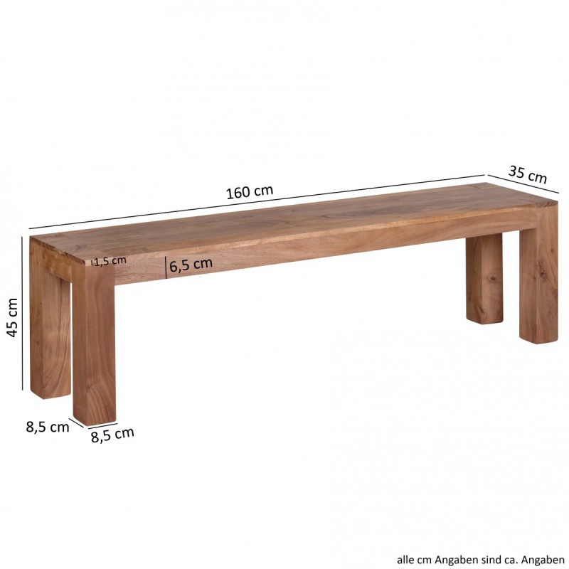 Wohnling Esszimmer Sitzbank Bank 160 x 35 cm Akazie Holz