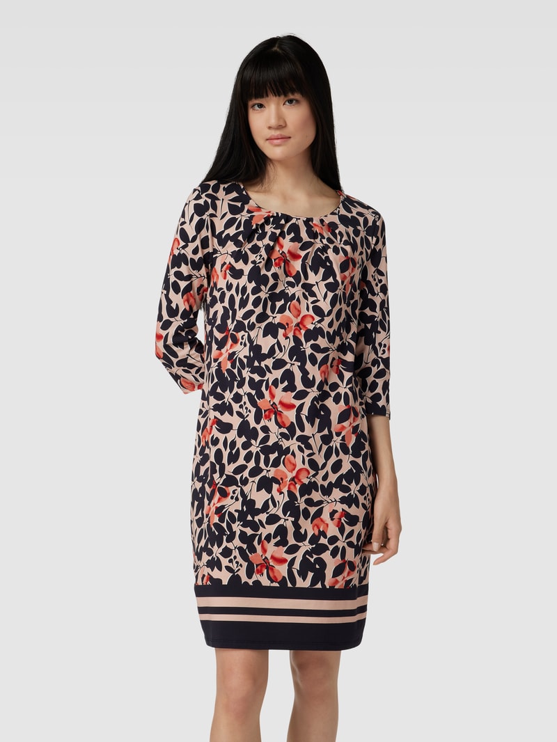Knielanges Kleid mit Allover-Print in marineblau