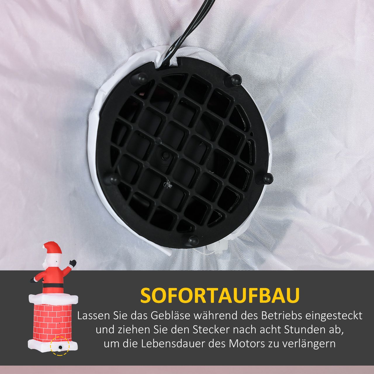 HOMCOM Weihnachtsdeko 2,10 m Weihnachtsmann mit Schornstein aufblasbar LED-Licht