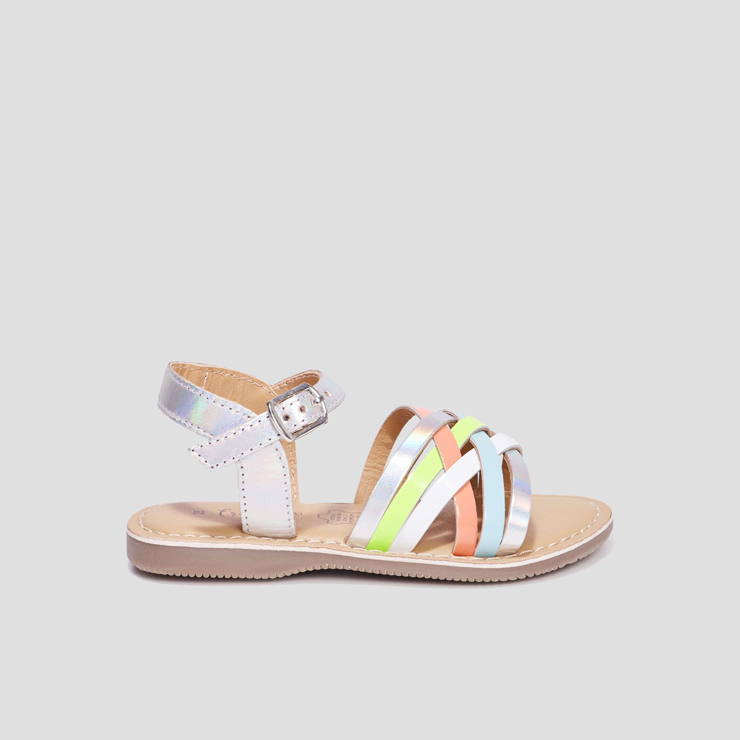 Sandales brides croisées en cuir Creeks multicolore fille | La Halle
