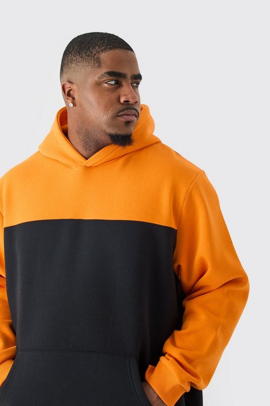 Plus Orange Colorblock Hoodie
