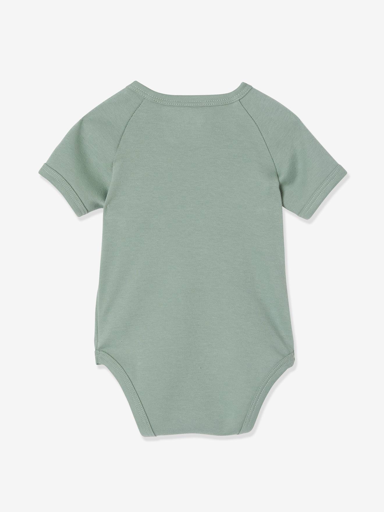 Lot de 3 bodies manches courtes ouverture naissance tilleul