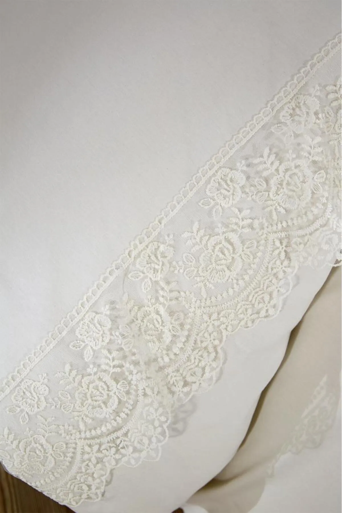 Çeyiz Diyarı  Bettwäscheset Kuris mit französischer Spitze, Creme