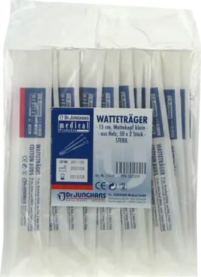 WATTESTÄBCHEN Holz 15 cm kleiner Kopf steril  50X2 St