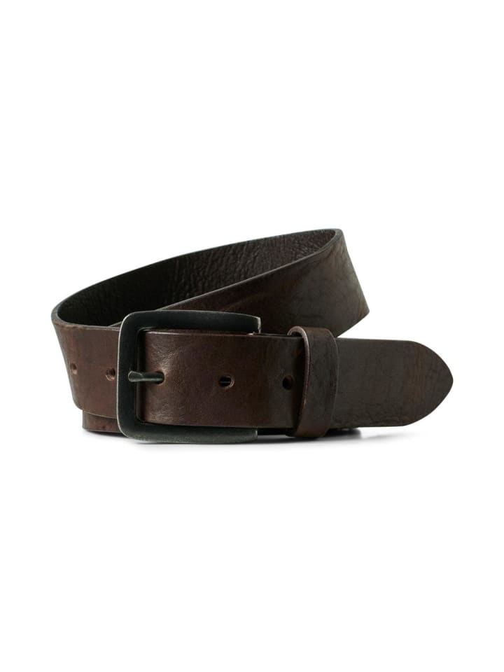 Jack & Jones Ledergürtel JACVICTOR Leather Belt Metallstiftschnalle in Dunkelbraun günstig kaufen