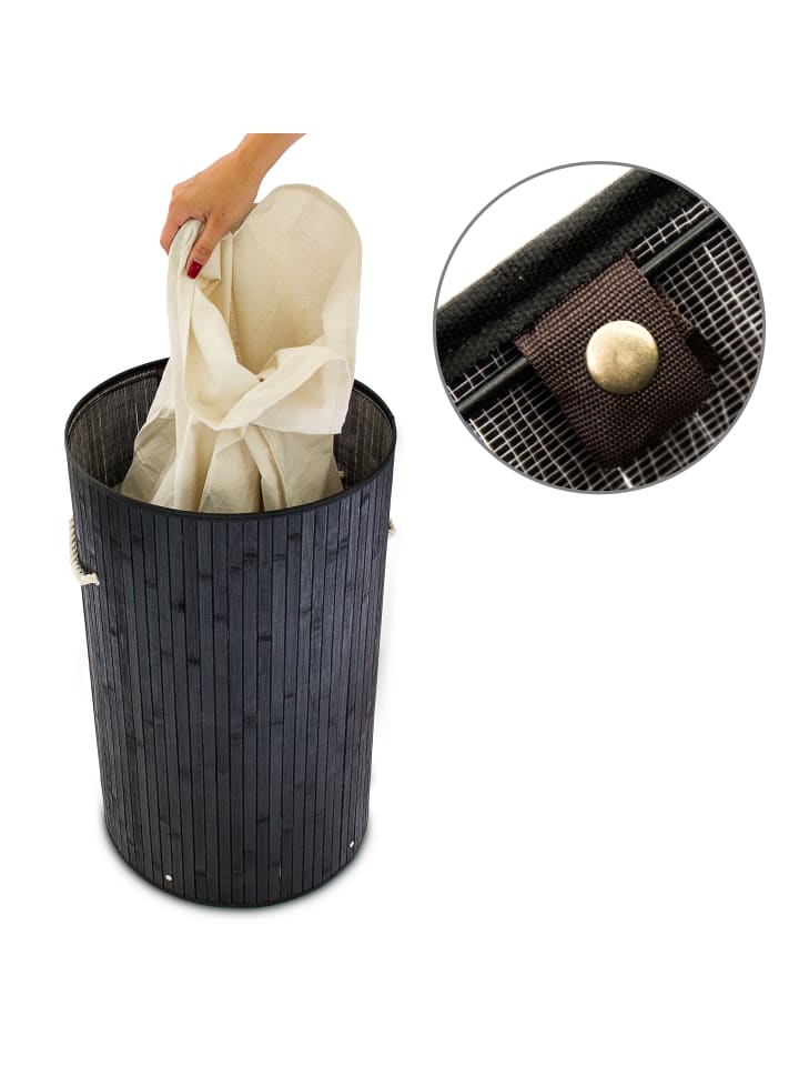 relaxdays Wäschekorb in Schwarz - (H)65 x Ø41 cm günstig kaufen onesize