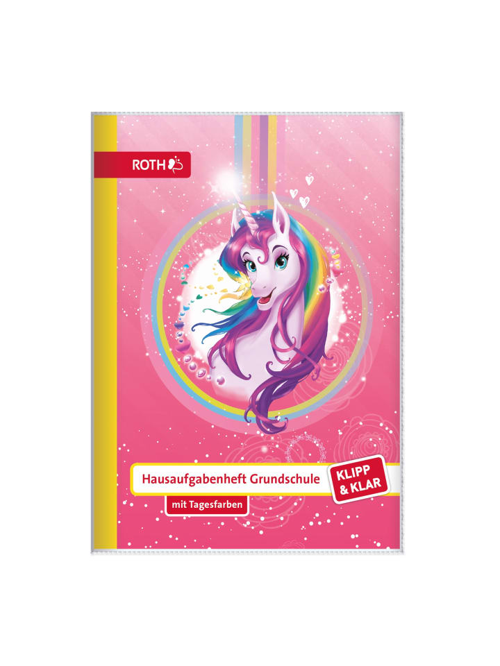 ROTH Klipp&Klar Grundschul-Aufgabenheft, Einhornportrait in Rosa günstig kaufen onesize