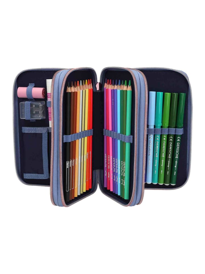 Depesche 3-Fach Federtasche TOPModel 7,5 x 13 x 20 cm in dunkelblau günstig kaufen onesize