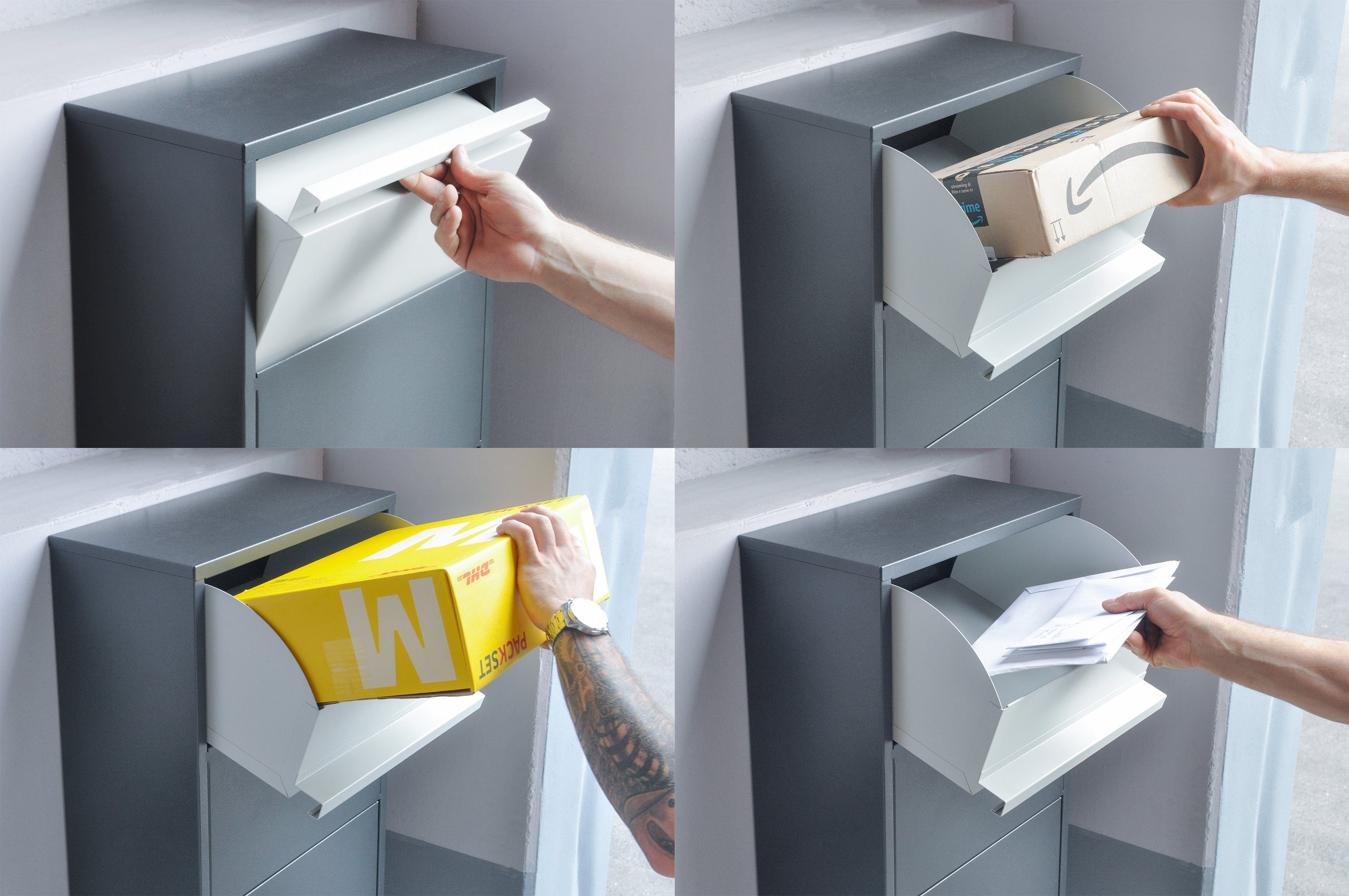 Haussmann Paketbriefkasten Paketbriefbox 400 Protect, Vormontiert Pulverbeschichtet gefalzt Regenschutz