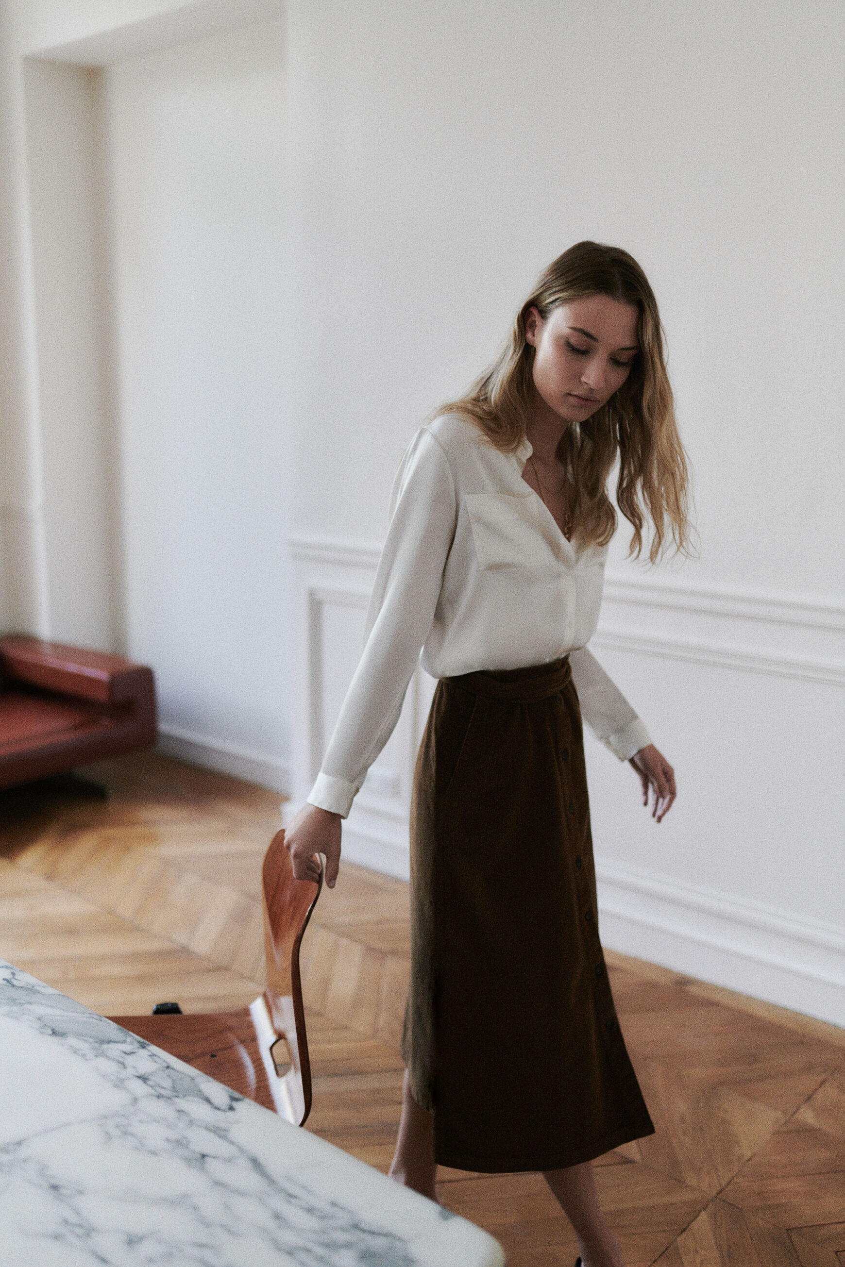 jupe lucia velours taupe femme